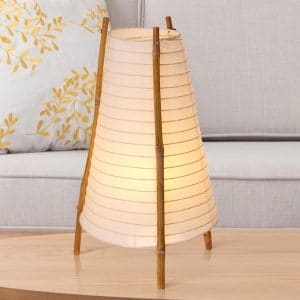 Bordlampe Bamboo af bambus og papir