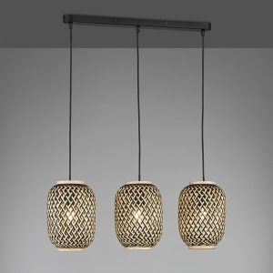 Hængelampe Hummel i bambus, 3 lyskilder