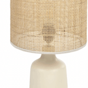 Bordlampe Kave Home Erna - rustik kolonial keramik & bambus H46 cm natur/beige