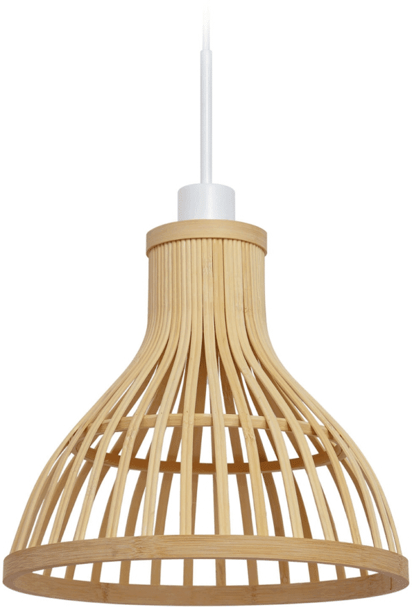Pendellampe Kave Home Nathaya håndvævet bambus Ø30xH27 cm justérbar højde rustik kolonial