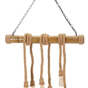 Boho chic lampe i bambus og reb - 80x15x120 cm